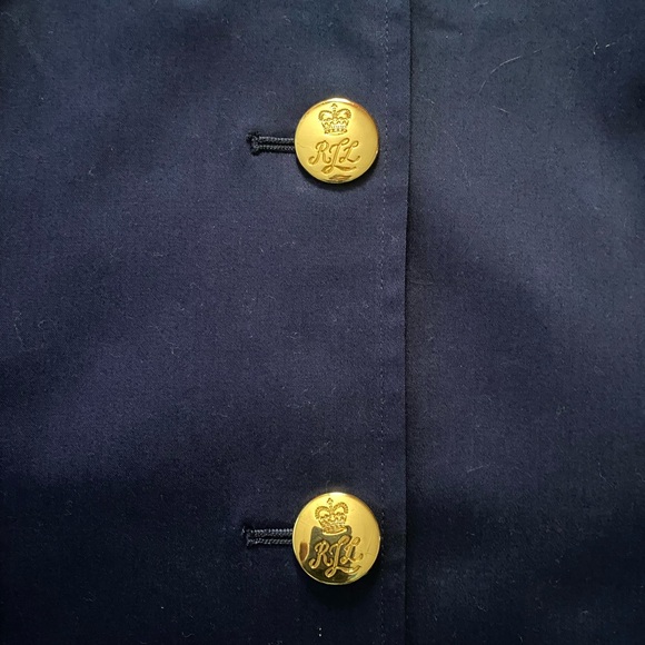 Ralph Lauren Women’s Navy Blue Crest Patch Classic Cotton Blazer Size 2X Preppy - Picture 6 of 8